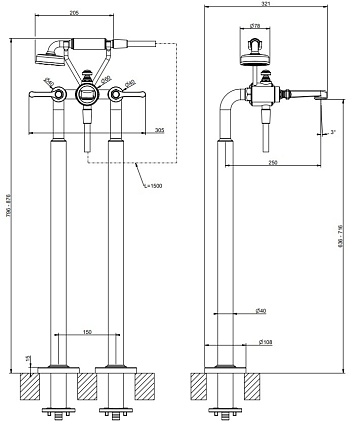 Напольный смеситель Gessi Venti20 65128.031 внешняя часть, хром