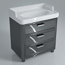 Тумба с раковиной Kerama Marazzi Pompei 80 см, 3 ящика черный