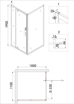 Душевой уголок Niagara Nova NG-43-11AG-A100G 110x100 прозрачный, золото