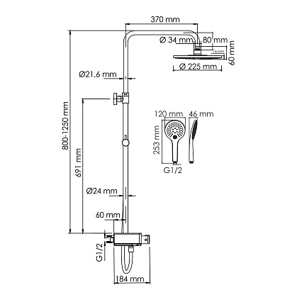 Душевая стойка WasserKRAFT A113.067.155.CH Thermo с термостатом, хром