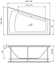 Акриловая ванна Vayer Trinity 170x130 см L