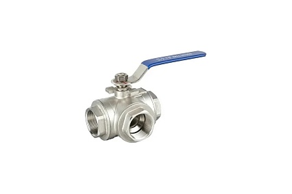 Трехходовой шаровый кран TITAN LOCK нержавеющий (AISI304) тип L, внутренняя резьба DN20, TL3V20-L-TF-S