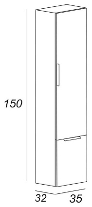 Шкаф пенал Cezares Urban 35 см Frassino scuro, 55182