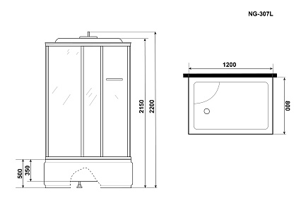 Душевая кабина Niagara Ultra NG-307-01L 120x80 с матовой полосой, с г/м, L