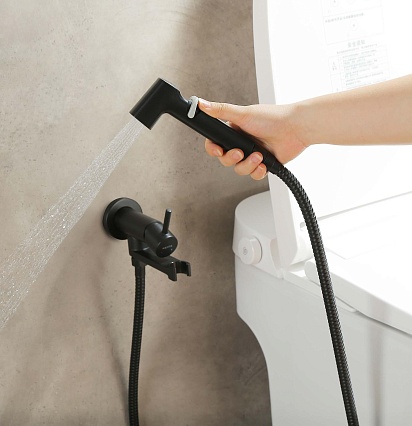 Смеситель Aquatek Ника AQ1819MB с гигиеническим душем, черный матовый Смеситель Aquatek Ника AQ1819MB с гигиеническим душем, черный матовый