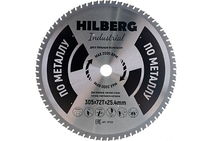 Диск пильный Industrial Металл (305х25.4 мм; 72Т) Hilberg HF305