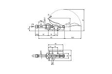 Плунжерный зажим с горизонтальным кронштейном KUKAMET усилие 56 кг 511-0-M