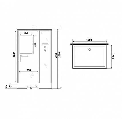 Душевая кабина Niagara Standart ST100/80/15Q/BK 100x80 стекло прозрачное, без крыши, без г/м