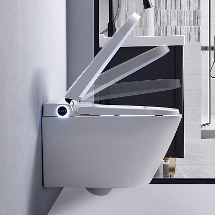 Электронный подвесной унитаз-биде Timo ТЕ-751 с инсталляцией и хромированной кнопкой