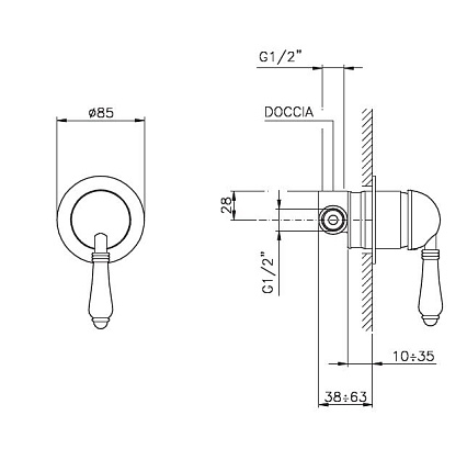 Смеситель для душа Nicolazzi El Capitan 3406MCR75 внешняя часть, хром