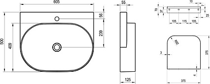 Раковина Ravak Yard XJX01060000 60.5 см без отверстия