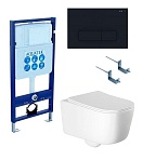 Подвесной унитаз SET Aquatek Лугано-017 4в1, кнопка черный матовый