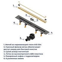 Трап для душа RGW SDR-55Gb 120 см брашированное золото 79215512-06