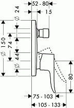 Смеситель для ванны Hansgrohe Metris 31493000 внешняя часть