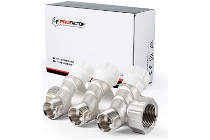 Коллектор с регулировочными вентилями PROFACTOR в/н 3/4" х 3 вых 1/2"нар PF MV 268.3