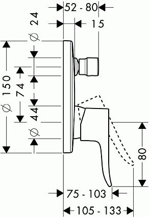 Смеситель для ванны Hansgrohe Metris 31493000 внешняя часть