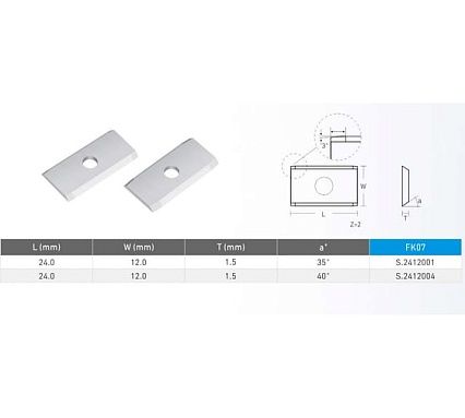 Нож сменный твердосплавный FHONK 24.7x12x1.5 стандарт HW 35º Z=2 NR (упаковка 10шт) F2471215FK07-10