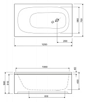 Акриловая ванна Cezares Eco 120x70 см