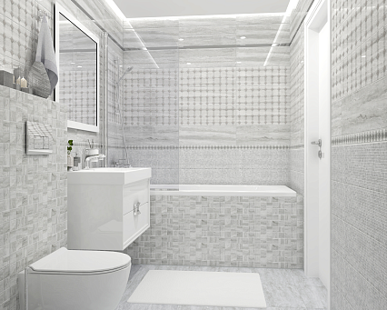 Декор Laparet Glossy мозаичный серый 20х60 см, MM11188