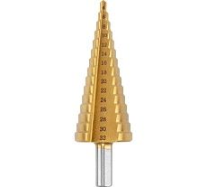 Сверло ступенчатое HORTZ 4-32 ст.15 нитрид титан, dхв=10,0, Р6М5, 4,6,8,10,12,14,16,18,20,22,24,26,28,30,32 1140511