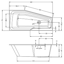 Акриловая ванна Riho Rethink Space 160x75 L белый глянец