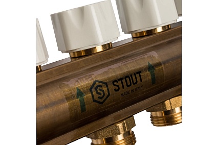 Распределительный коллектор из латуни с расходомерами 7 вых. STOUT SMB 0473 000007