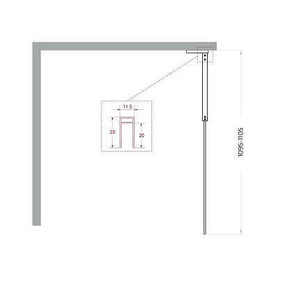 Душевая перегородка Belbagno UNO-L-1-TB-110-GR-GM 110x200 графит, оружейная сталь