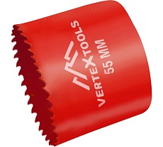Коронка биметаллическая по металлу 55 мм Vertextools 2525-55
