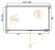 Душевой уголок Cezares Bellagio 140x80 BELLAGIO-AH-1-140/80-C-BORO прозрачный, брашированное золото