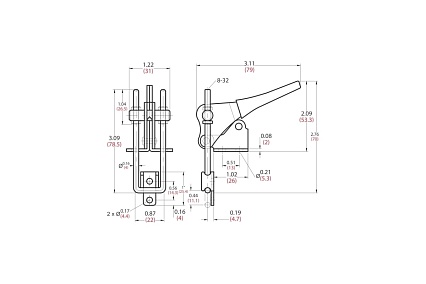 Защелкивающийся вертикальный зажим, усилие 227кг WOODWORK GH-40324