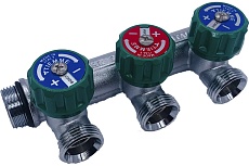 Коллектор Tiemme 3 отвода, регулируемый 3/4&quot;х3/4(18) евроконус Maxima Corner (никель) 1850008 / 1871K