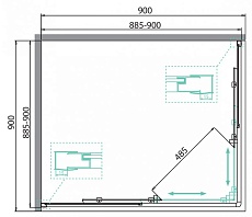 Душевой уголок BelBagno DUE-A-2-90-P-Cr 90x90 текстурный, хром