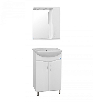 Зеркальный шкаф Style Line Панда Волна 60x83 см с подсветкой, белый ЛС-00000131