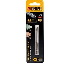 Сверло по керамической плитке 5 мм, крестовая пластина, 6-гр. хвостовик Denzel 728033
