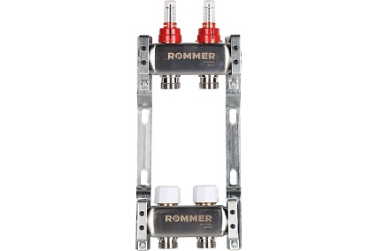 Коллектор из нержавеющей стали Rommer с расходомерами, 2 выхода Rms-1200-000002 RG0091LAMML83D