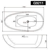 Акриловая ванна Gemy G9211B 170x85