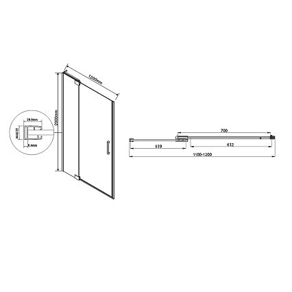 Душевая дверь Vincea Extra VDP-1E 110/120x200 хром, прозрачная