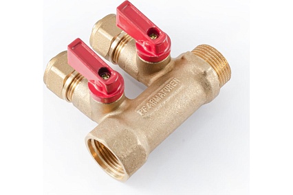 Коллектор с шаровыми кранами PROFACTOR в/н 3/4" х 2 вых 16 цанга PF MVP 266.2