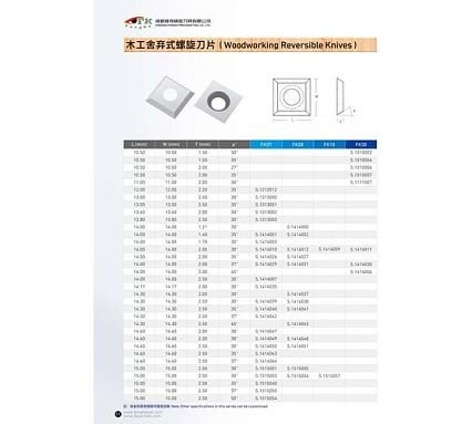 Нож сменный FHONK твердосплавный 14.3x14.3x2.5 HW D=6,2/35 (упаковка 10шт) 14314325FK08-10