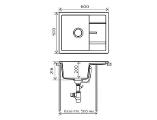 Кухонная мойка Tolero R-107 №001 60 см серый металлик