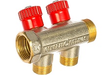 Коллектор с вентилями (вход 3/4&quot;; выходы 1/2&quot;) для трубопровода GENERAL FITTINGS 51046-3/4-1/2-HT2