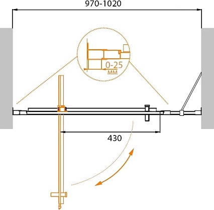 Душевая дверь Cezares MOLVENO-BA-11-70+30-C-Cr-IV 100x195 прозрачная