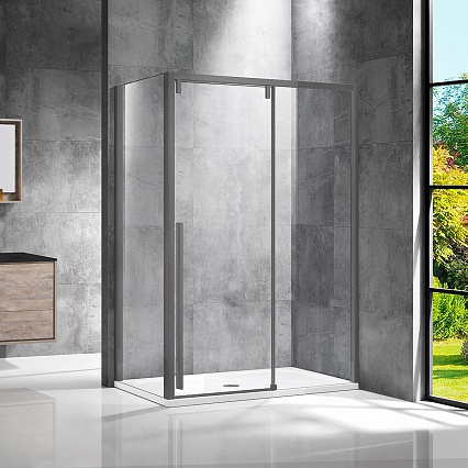 Душевой уголок Vincea Lugano VSR-1L1012CLGM-1 120x100 вороненая сталь, прозрачный