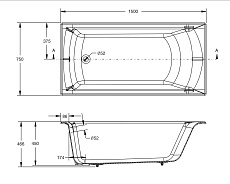 Чугунная ванна Jacob Delafon Biove 150x75 см E6D903-0 белая, с антискользящим покрытием