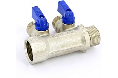 Коллектор Tiemme 2 отвода, с шаровыми клапанами 1х1/2&quot;(16) (никель) 1820010 / 1832N160402