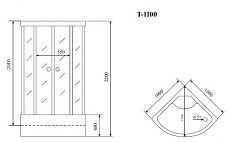 Душевая кабина Timo Standart T-6600 Black 100x100, четверть круга, черный