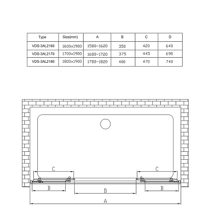 Душевая дверь Vincea Alpha VDS-3AL2160CL 160x190 хром, прозрачная