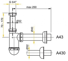 Сифон для раковины Alcaplast A430 выпуск 32