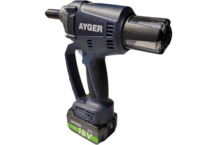 Заклёпочник аккумуляторный AYGER с одним аккумулятором 4Ah AP100