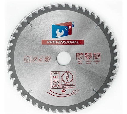 Диск пильный по дереву 250х32/30 мм, 48Z TORGWIN S57495
